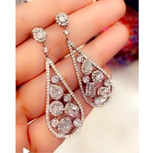 Rhodium plated Italian jewelry earrings